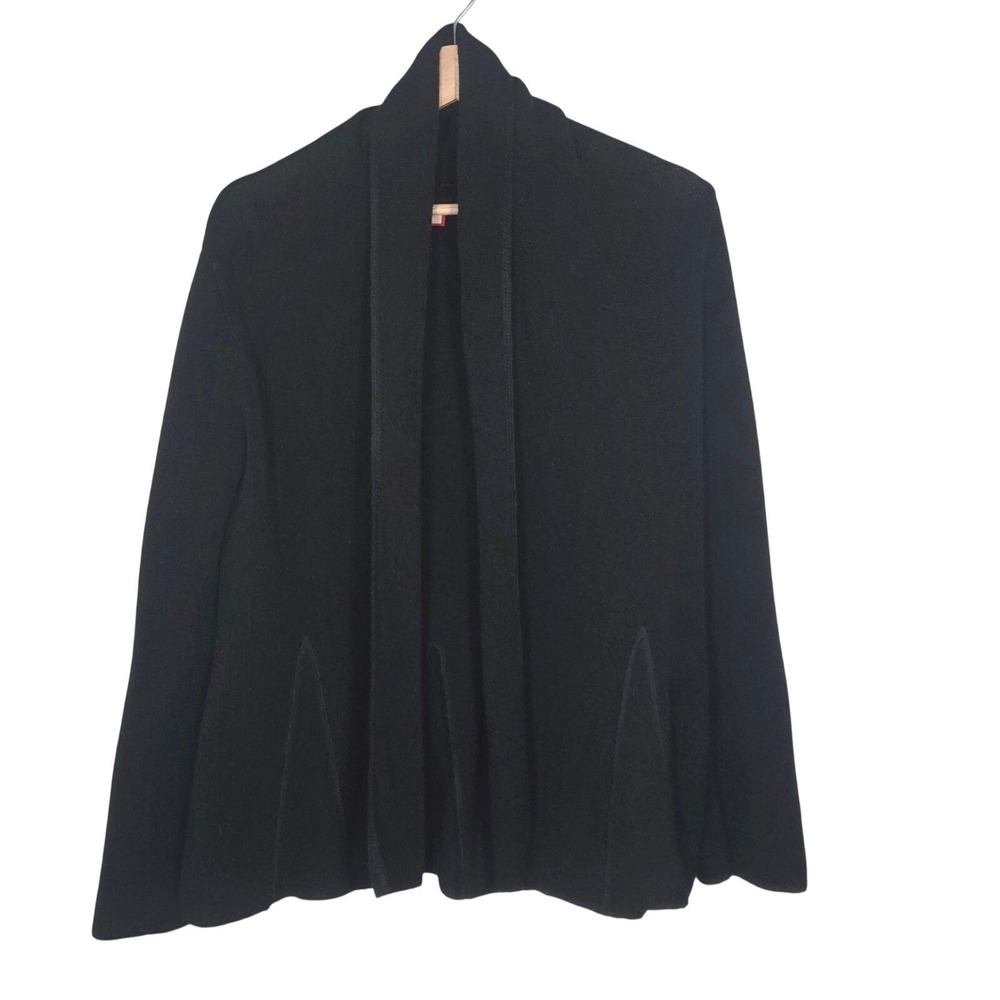Alpaca Wool Open Front Cardigan Womens XS Black Shawl Collar Peru Sweater